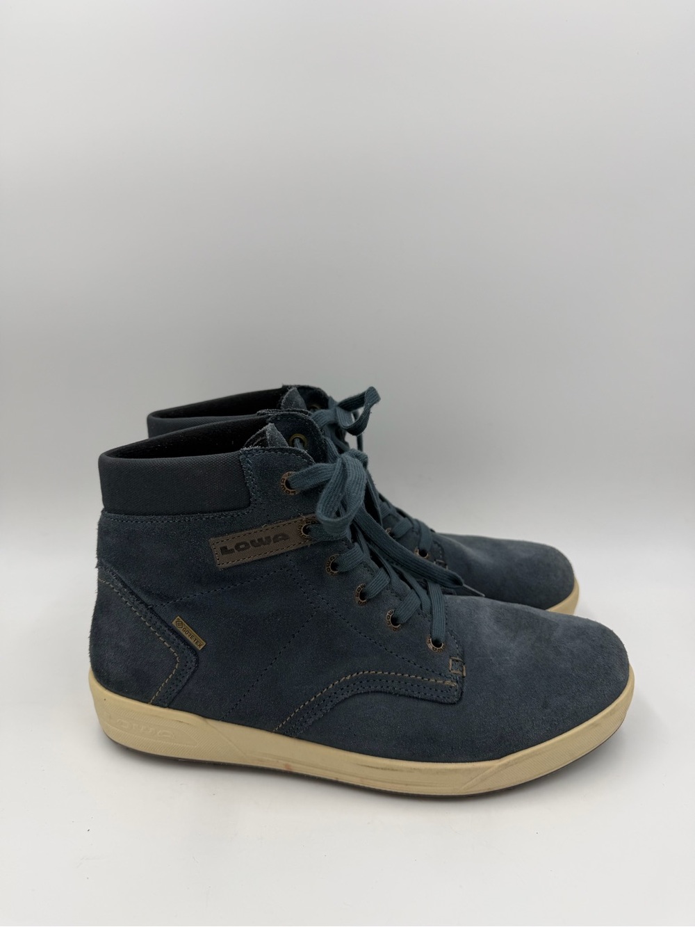 LOWA Blue Suede Lace-Up Chukka Ankle Boots Round Toe Rubber Sole Men’s Size 9 US